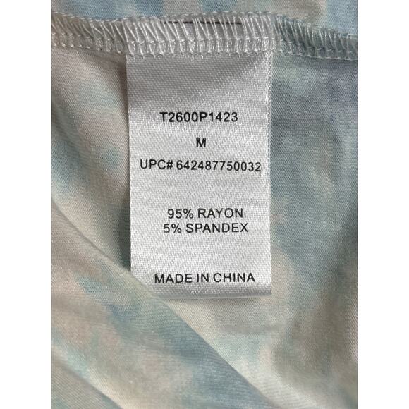 Tart NWT Tie Dye Knot Front Maxi Dress Sz M White Blue Rayon Stretch Sleeveless - Picture 7 of 11